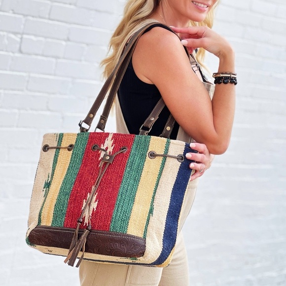 Handbags - MYRA Bag Radiant Red Bucket Bag Western Cowgirl Boho Purse Large